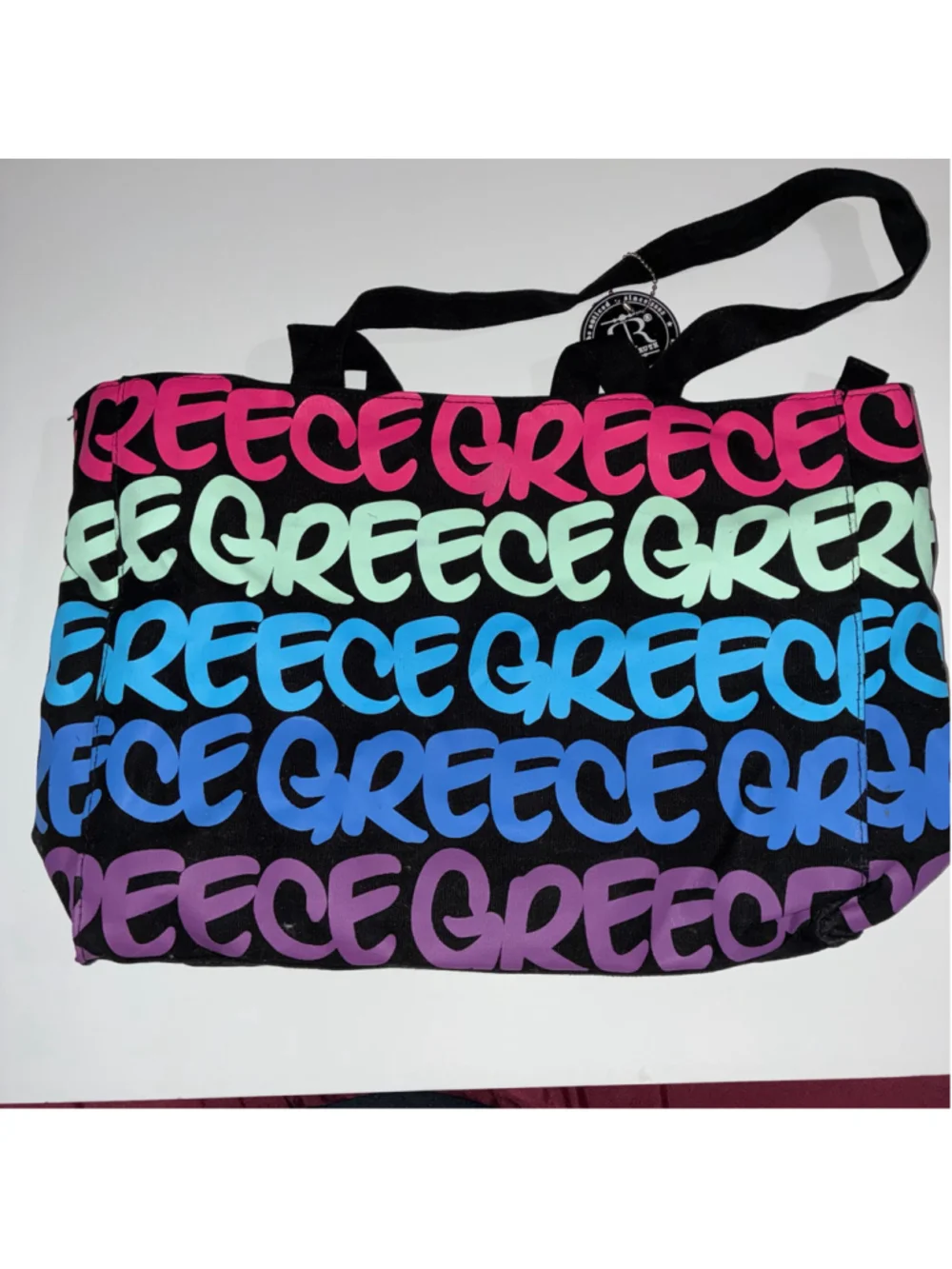 Women's Robin Ruth Greece Graffiti Art Tote Bag Medium Black Multi-color